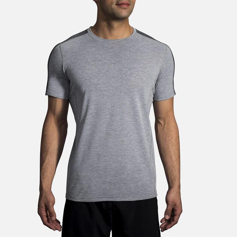 Brooks Distance Men's Short Sleeve Running Shirt - Grey (82136-VPTL)